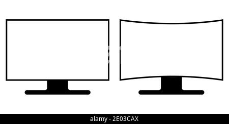 icône de moniteur à écran plat et incurvé, symbole de signe vectoriel moniteur à écran plat et incurvé avec matrice différente Illustration de Vecteur