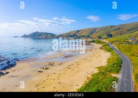 Vue aérienne d'une plage au point de Kaka à New zélande Banque D'Images