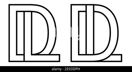 Logo ld dl icône signe deux lettres entrelacées L D, Vector logo ld dl premières lettres majuscules motif alphabet l d Illustration de Vecteur