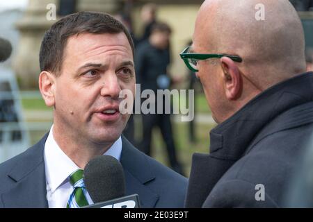 Tim Hudak, chef conservateur en Ontario, Canada. Scènes de la funérailles d'État pour Jim Flaherty, Toronto, Canada-avril 2014 Banque D'Images