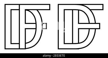 Logo df fd icône signe deux lettres entrelacées D f, logo vectoriel df fd premières lettres majuscules motif alphabet d f Illustration de Vecteur