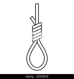 Boucle de nœud pour pendre l'icône de peine de mort, pendaison d'exécution de boucle de vecteur, goules de nœud Illustration de Vecteur