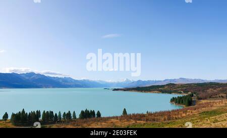 Lac Pukak, vue sur le lac de l'île du Sud, Nouvelle-Zélande, magnifique paysage naturel Banque D'Images