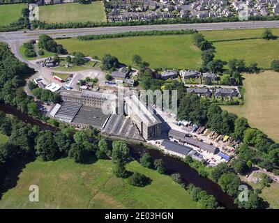 Vue aérienne de Greenholme Mills, Burley dans Wharfedale près d'Ilkley, Yorkshire Banque D'Images