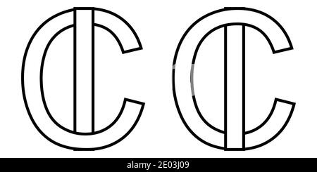 Logo signe ic ci icône signe deux lettres entrelacées I, C vecteur logo ic, ci premières lettres majuscules motif alphabet i, c Illustration de Vecteur