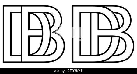 Logo bd db icône signe deux lettres entrelacées B D, logo vectoriel bd db premières lettres majuscules motif alphabet b d Illustration de Vecteur