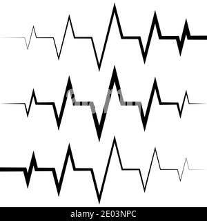 icône d'onde sinusoïdale icône de fréquence cardiaque icône de médicament logo, icône de fréquence cardiaque vectorielle icône de fréquence cardiaque, sons radio ondes d'amplitude pics Illustration de Vecteur