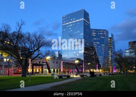La Regina, Canada centre-ville la nuit Banque D'Images