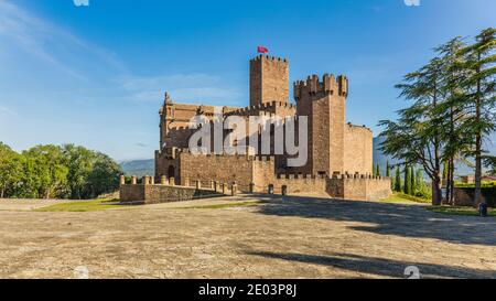 Castillo de Javier, ou Château de Xavier, Javier, Navarre, Espagne. Lieu de naissance en 1506 du prêtre catholique espagnol et missionnaire Saint Francis Xavier. Banque D'Images