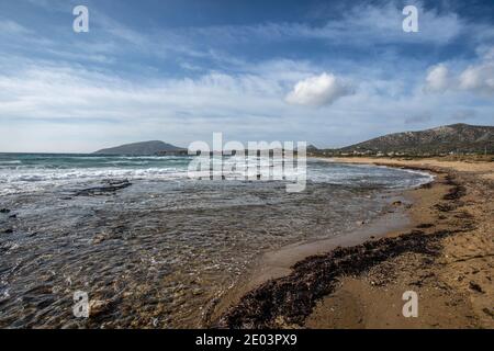Plage de Legrana sur un vent venteux du sud, Grèce Banque D'Images