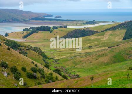 Paysage de la péninsule d'Otago près de Dunedin, Nouvelle-Zélande Banque D'Images