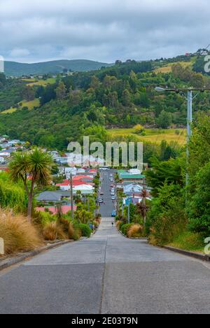 Baldwin Street - la rue la plus raide du monde, à Dunedin, en Nouvelle-Zélande Banque D'Images