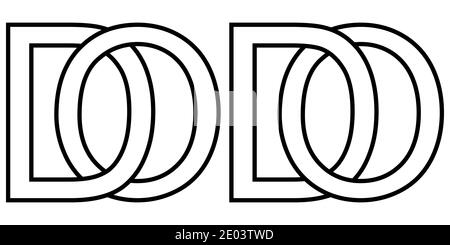 Logo od do icône signe deux lettres entrelacées O D, vecteur logo od do première majuscule motif alphabet o d Illustration de Vecteur