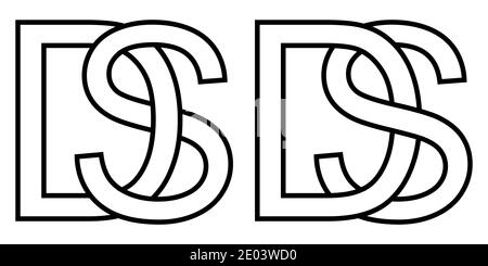 Logo sd et ds icône signe deux lettres entrelacées S D, Vector logo sd ds premières lettres majuscules motif alphabet s d Illustration de Vecteur