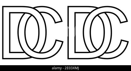 Logo cd dc icône signe deux lettres entrelacées C D, vecteur logo cd dc premières lettres majuscules motif alphabet c d Illustration de Vecteur