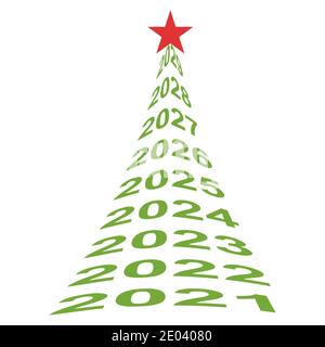Arbre du nouvel an numéros 2021, arbre de Noël vectoriel symbole de la nouvelle vie, du bien-être et d'un bel avenir Illustration de Vecteur