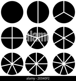 Définissez des cercles d'icônes d'infographie divisés par rayon en secteurs, vecteur du secteur de cercle pour la visualisation des informations de données d'infographie Illustration de Vecteur