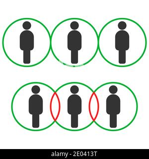 Icône social distance. Infection par le virus Corona. Infographie sur les virus. Conception vectorielle. Hygiène des mains Illustration de Vecteur