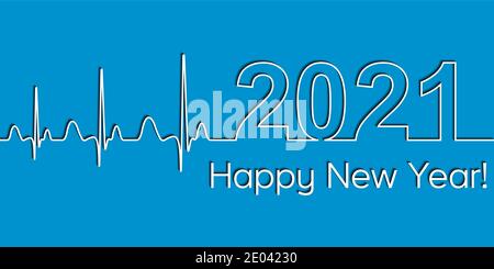 Bannière de Noël médicale, 2021 bonne année, vecteur 2021 santé style médical vague heartbeat concept forme physique sain style de vie Illustration de Vecteur