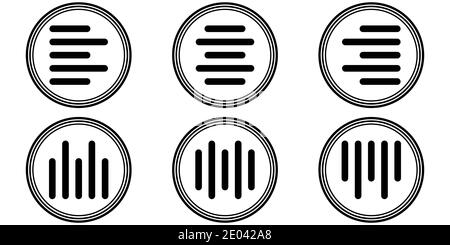 Définir les icônes alignement horizontal et vertical, centrage aligné, symbole de signe vectoriel Aligner au centre du texte, paragraphe, typographie, alignement Illustration de Vecteur