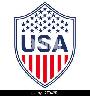 Badge USA, badge jour de l'indépendance, élément drapeau américain, Patriotic Typography Graphics.Conception de blindage.Vêtements de sport Fashion Print, t Illustration de Vecteur