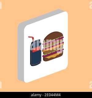 Icône de vecteur simple Fast Food. Modèle de conception de symbole d'illustration pour élément d'interface utilisateur Web mobile. Pictogramme isométrique de couleur parfaite sur carré blanc 3d. FAS Illustration de Vecteur