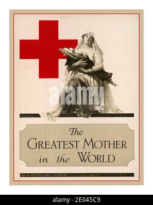 Vintage 1900 WW1 Croix-Rouge affiche sur le lithographe « la plus grande mère du monde » / A.E. Foringer. Une infirmière de la Croix-Rouge tenant un soldat américain blessé sur une civière. Foringer, A. E. (Alonzo Earl), 1878-1948, artiste 1917 Croix-Rouge américaine Guerre mondiale, 1914-1918--aspects médicaux infirmières-1910-1920 victimes de la guerre-1910-1920 tirages photographiques--couleur--1910-1920.affiches de la première Guerre mondiale--américain--1910-1920. Banque D'Images