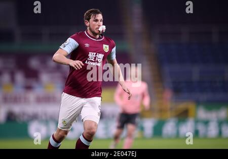 Chris Wood de Burnley joue avec une lèvre coupée pendant le match de la Premier League à Turf Moor, Burnley. Banque D'Images