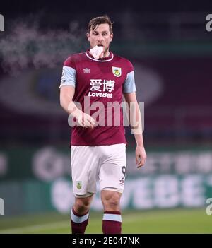 Chris Wood de Burnley joue avec une lèvre coupée pendant le match de la Premier League à Turf Moor, Burnley. Banque D'Images