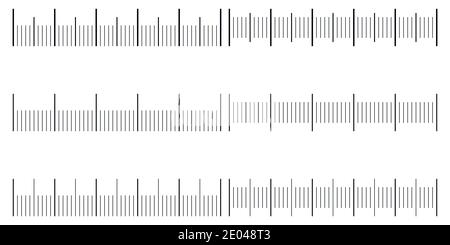Set est une échelle transparente pour un compteur analogique, modèle vectoriel échelles en unités de millimètre, centimètre, mm, cm. Modèle sans couture des échelles pour Illustration de Vecteur