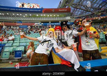 SOTCHI, RUSSIE-23 JUIN 2018 les fans applaudissent leur équipe bien-aimée lors du match de football F de la coupe du monde de Russie 2018 entre l'Allemagne et la Suède Banque D'Images