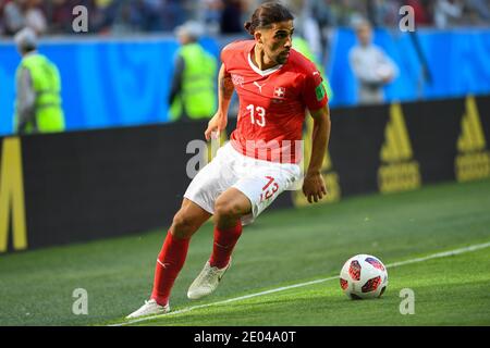 SAINT-PÉTERSBOURG, RUSSIE- 3 juillet 2018 : Ricardo Rodriguez de Suisse lors de la coupe du monde de la FIFA 2018 Russie Round of 16 match entre la Suède et SWI Banque D'Images