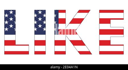 Texte de mot comme drapeau USA, mot de vecteur comme stylisé sous le drapeau US Illustration de Vecteur