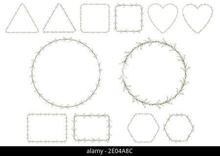 Ensemble couronne de fleurs. Élément d'invitation de mariage. Décoration élégante. Dessin vectoriel. Motif album. Illustration de Vecteur