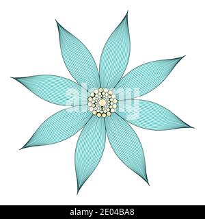 Fleur vectorisée vert clair contournant. Mise en plan linéaire. Tatouage Illustration de Vecteur
