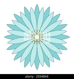 Fleur vectorisée bleu clair. Mise en plan linéaire. Tatouage Illustration de Vecteur