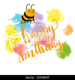 Carte D Anniversaire Avec Bee Image Vectorielle Stock Alamy