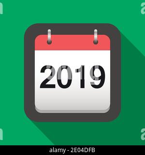 2019 icône de calendrier à plat, couverture de calendrier 2019 à plat, vecteur de la veille du nouvel an Illustration de Vecteur