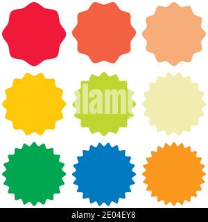 Set modèle Sunburst, formes badges vecteur starburst promo burst, pour design sticker Promo burst Illustration de Vecteur