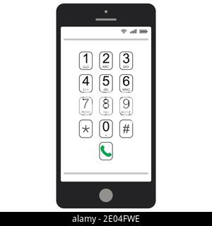 Composeur de téléphone mobile pour smartphone, modèle de présentation des fonctionnalités vectorielles, clavier de numérotation pour les appels Illustration de Vecteur