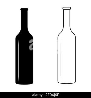 mettez la bouteille de vin avec le signe de vecteur de lumière éblouissante icône bouteille de vin conception simple Illustration de Vecteur