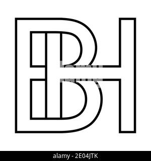 Logo signe bh, gh icône signe deux lettres entrelacées b h vecteur logo bh, hb premières lettres majuscules motif alphabet b, h Illustration de Vecteur