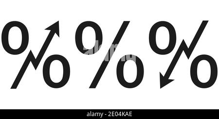 icône symbole augmenter et diminuer les taux d'intérêt, vecteur d'intérêt signe avec flèche vers le haut et vers le bas icône de crédit Illustration de Vecteur