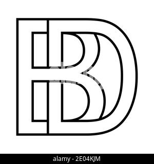 Logo bd, db icon signe interlacés lettres B et D vector logo bd, db premières lettres majuscules motif alphabet b, d Illustration de Vecteur