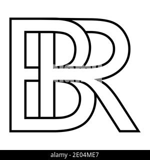 Logo br, rb icône signe deux lettres entrelacées B et R vecteur logo br rb premières lettres majuscules motif alphabet b, r Illustration de Vecteur