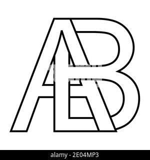 Logo ab icône signe deux lettres entrelacées A vecteur B. logo premières lettres majuscules motif alphabet ab Illustration de Vecteur