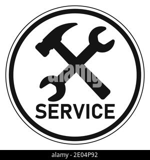 logo icon centre de service réparation et service client signe vecteur clé de service et marteau, service de réparation et assistance Illustration de Vecteur