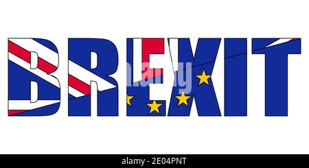 Le référendum sur le concept de Brexit sur le retrait du Royaume-Uni de l'UE les drapeaux du Royaume-Uni de l'Union européenne sont à moitié avec l'UE. Campagne pour le référendum sur le Brexit Illustration de Vecteur