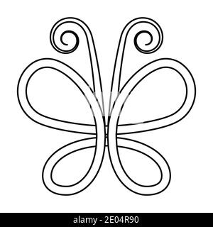 Entrelacement de contours papillon gracieux, vecteur icône symbole concept de l'été joli papillon Illustration de Vecteur