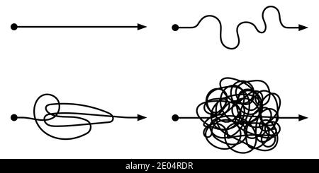 Définir des icônes développement vectoriel, simple et complexe de développement, optimisation du processus, complexe et simple Illustration de Vecteur